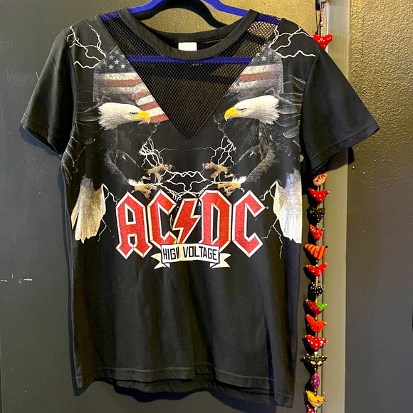 AC/DC | Tops | Acdc Mesh Graphic Top | Poshmark